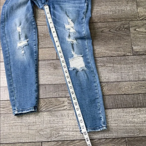 KanCan Mid-Rise Ankle Skinny Blue Distressed Jeans - Picture 5 of 9